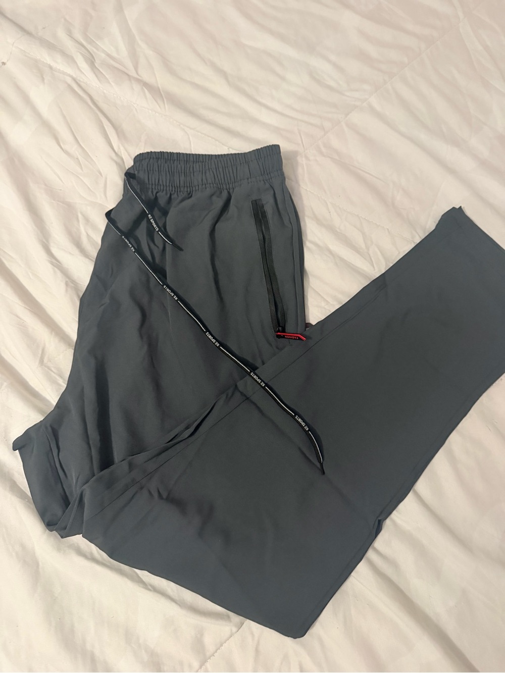 Unisex Gray Elastic-Waist Performance Pants